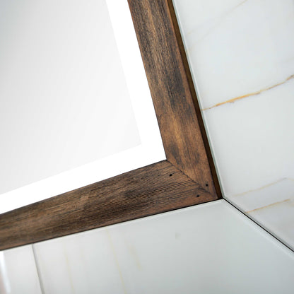 32" Brown Wood Framed Accent Mirror