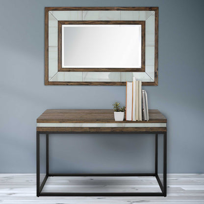 32" Brown Wood Framed Accent Mirror