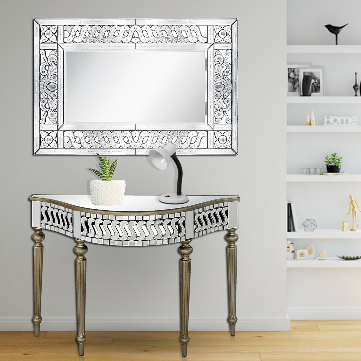 32" Clear Wood Framed Accent Mirror