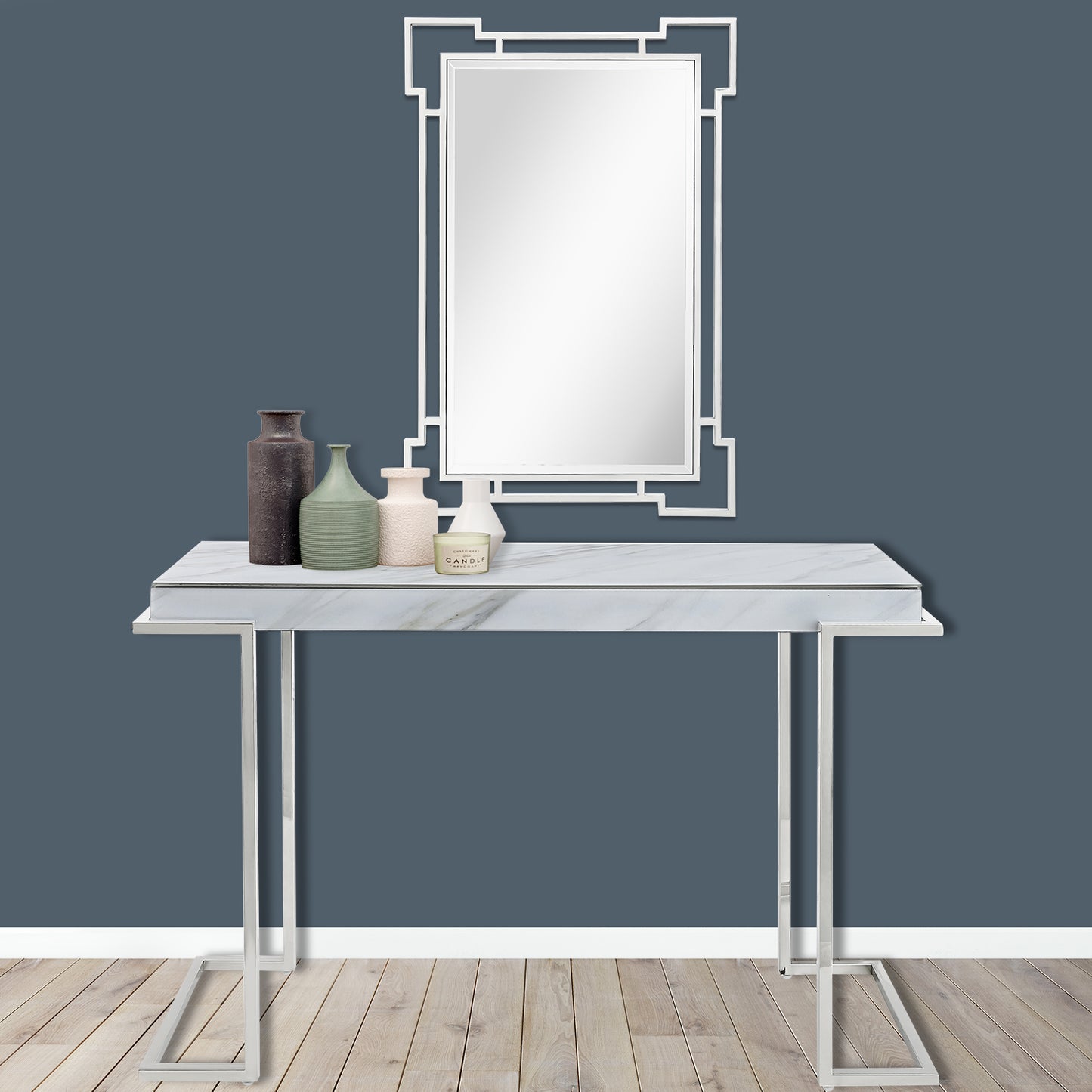 42" Silver Accent Wood Mirror