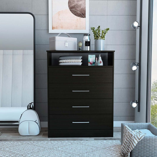 31" Black Four Drawer Vertical Dresser