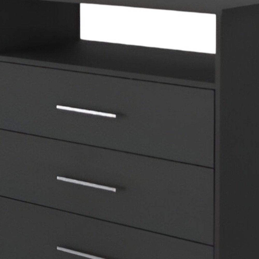 31" Black Wood Four Drawer Dresser
