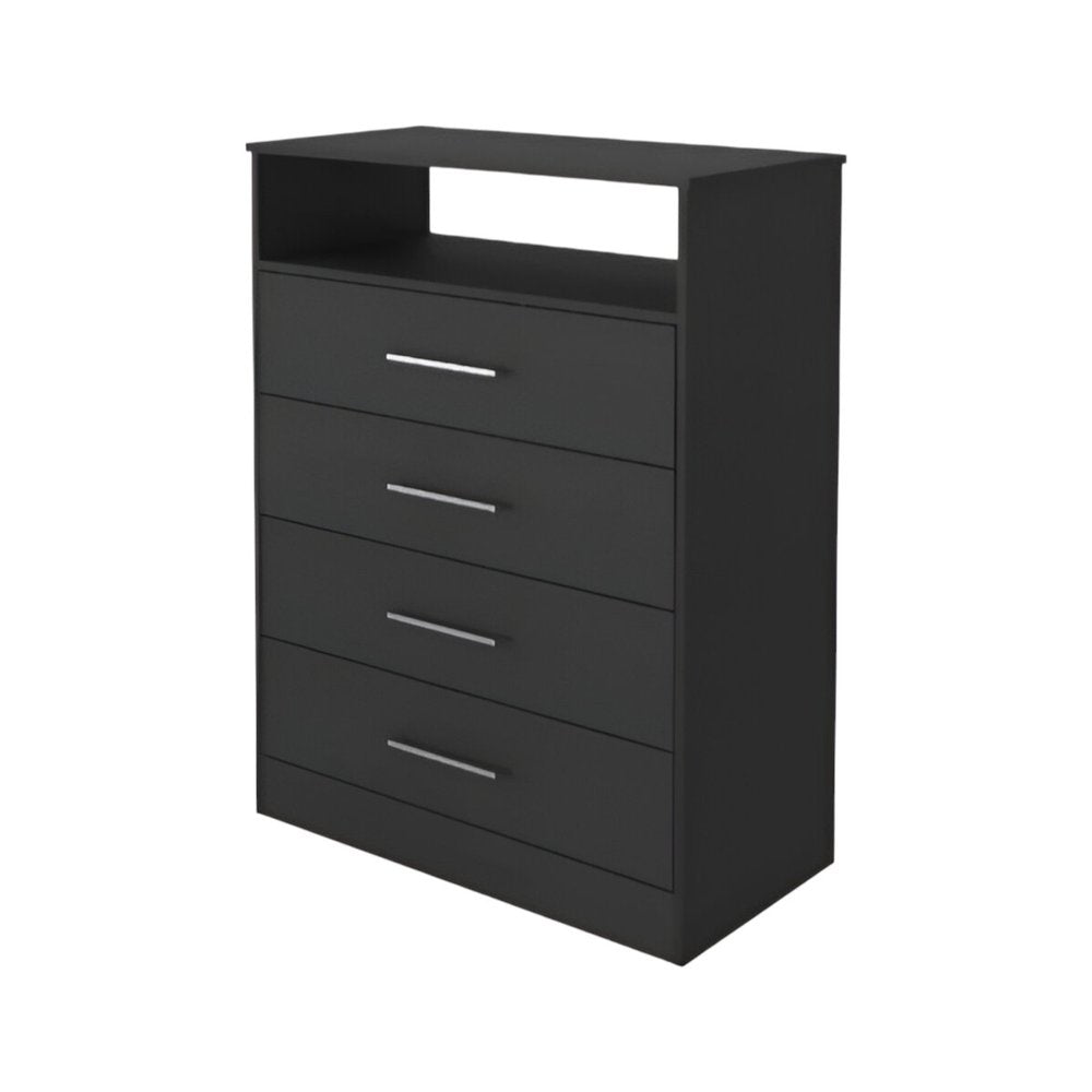 31" Black Wood Four Drawer Dresser
