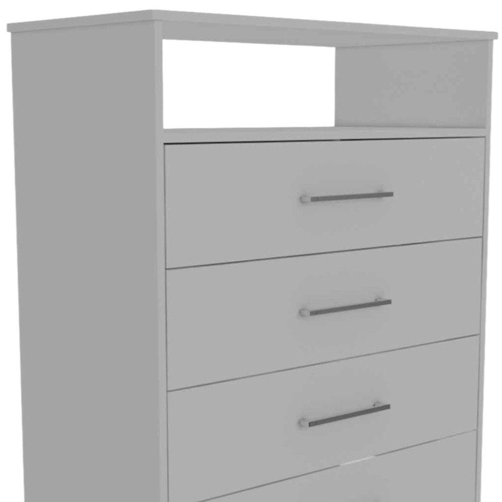 31" White Wood And Metal Four Drawer Dresser