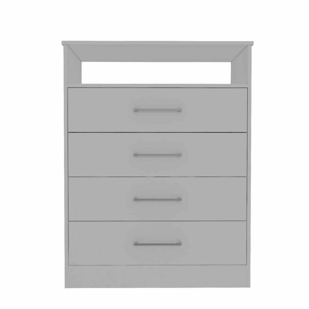 31" White Wood And Metal Four Drawer Dresser