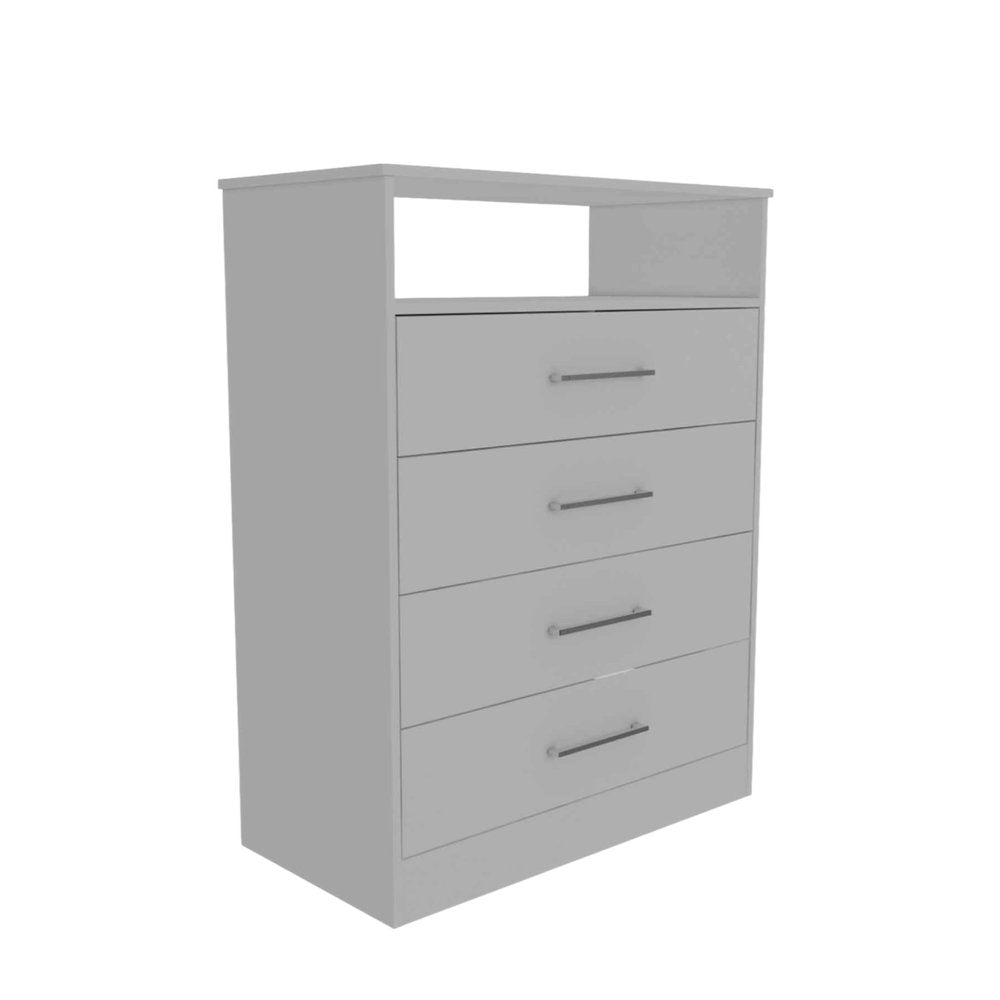 31" White Wood Four Drawer Dresser
