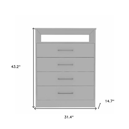 31" White Wood Four Drawer Dresser