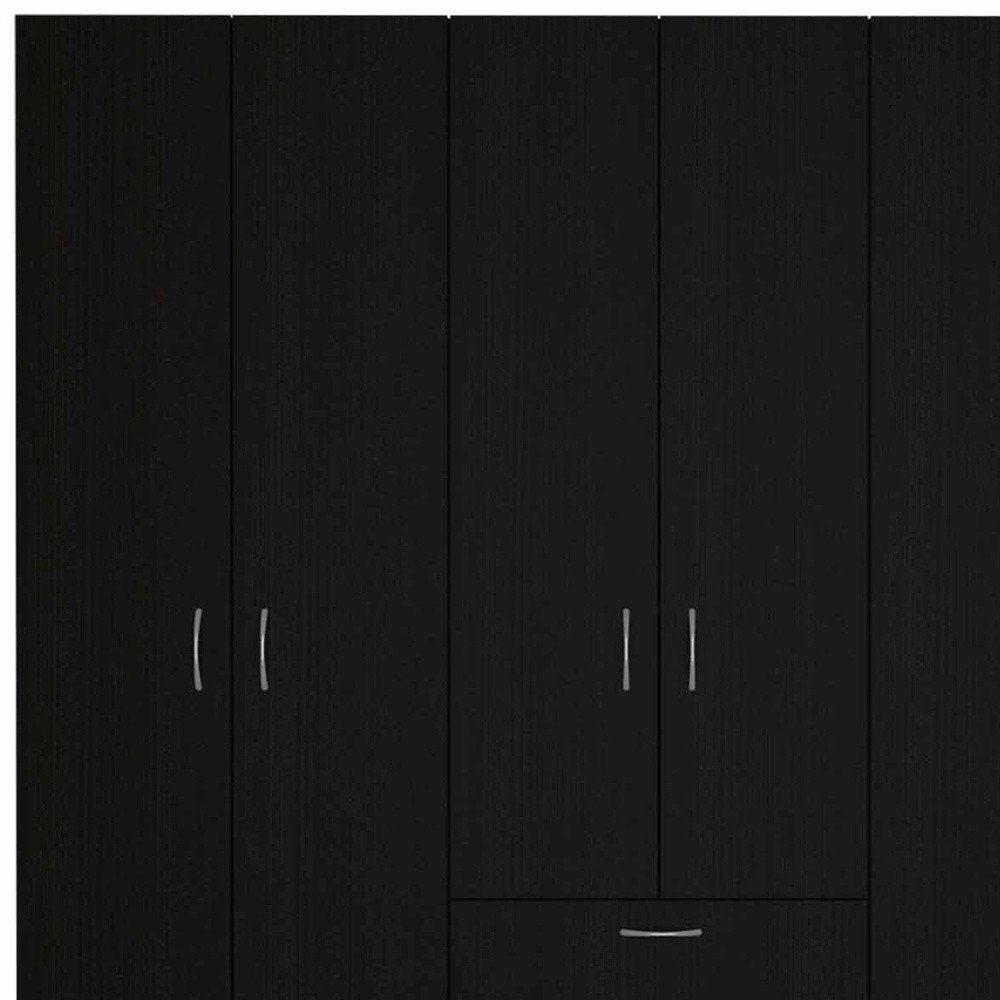 71" Black And White Wood Six Door Single Drawer Combo Dresser