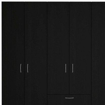 71" Black And White Wood Six Door Single Drawer Combo Dresser