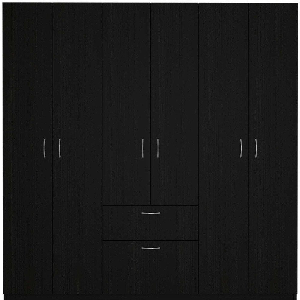 71" Black And White Wood Six Door Single Drawer Combo Dresser