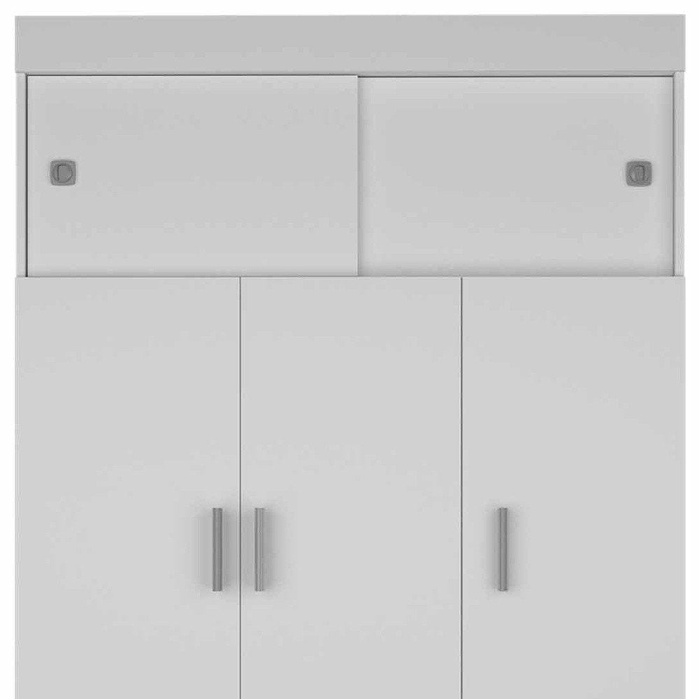 73" White Wood And Metal Three Door Two Drawer Combo Dresser