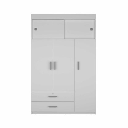 73" White Wood And Metal Three Door Two Drawer Combo Dresser
