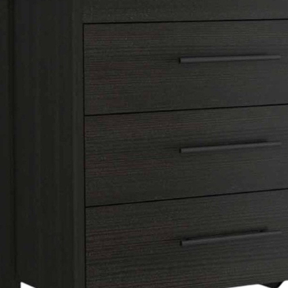 59" Black Wood Six Drawer Double Dresser