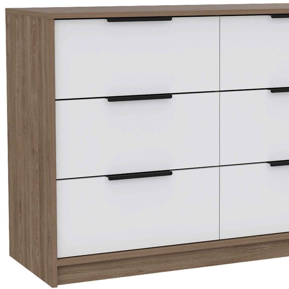 42" Brown And White Wood Four Drawer Dresser