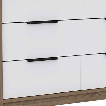 42" Brown And White Wood Four Drawer Dresser
