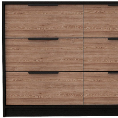 42" Brown And Black Wood Four Drawer Dresser
