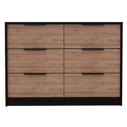 42" Brown And Black Wood Four Drawer Dresser