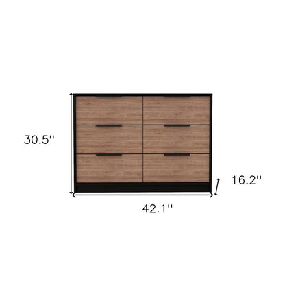 42" Brown And Black Wood Four Drawer Dresser