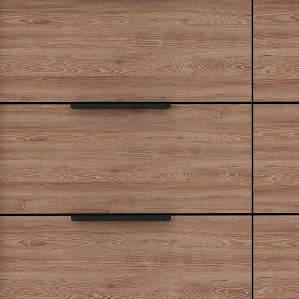 42" Brown And Black Wood Four Drawer Dresser