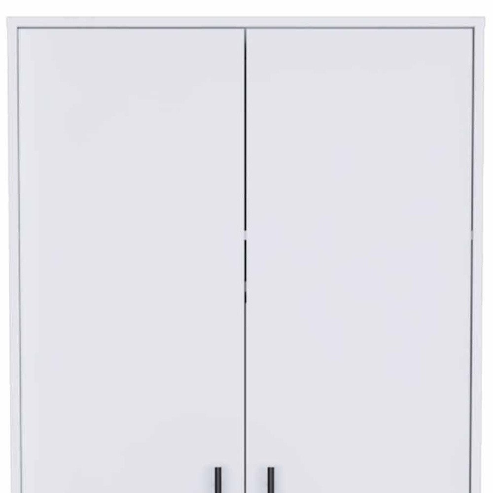 71" White Wood And Metal Two Door Single Drawer Combo Dresser