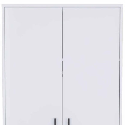 71" White Wood And Metal Two Door Single Drawer Combo Dresser