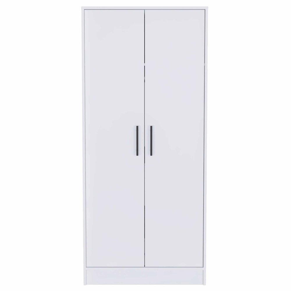 71" White Wood And Metal Two Door Single Drawer Combo Dresser