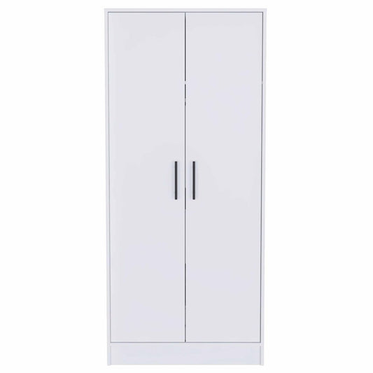 71" White Wood And Metal Two Door Single Drawer Combo Dresser