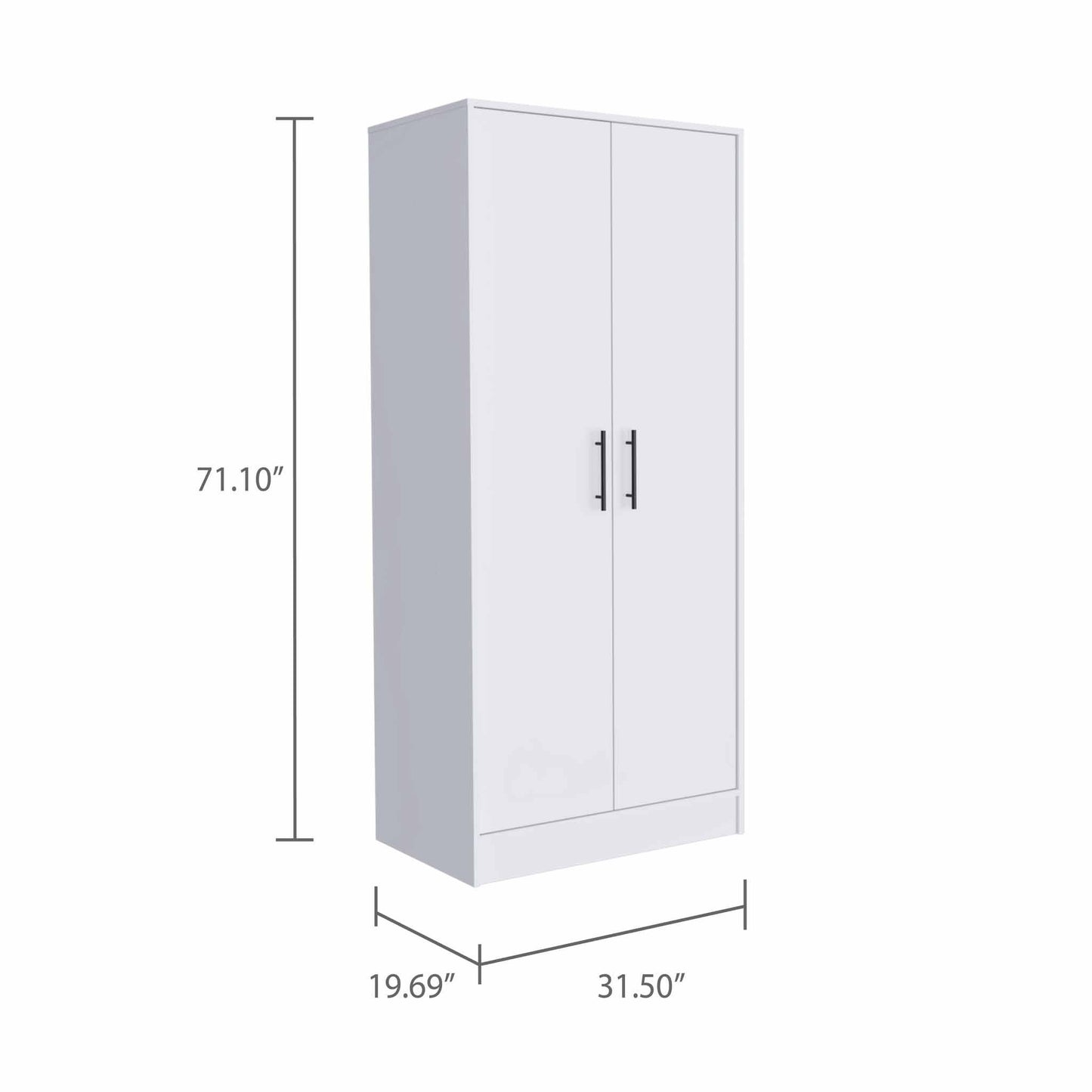 71" White Tall Two Door Closet