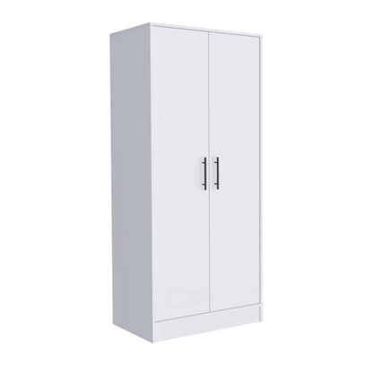 71" White Wood Two Door Single Drawer Combo Dresser