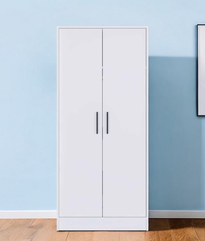 71" White Wood Two Door Single Drawer Combo Dresser