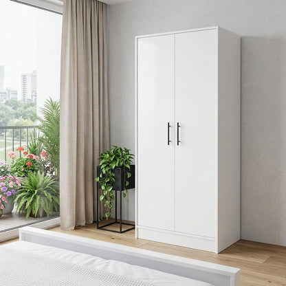 71" White Wood Two Door Single Drawer Combo Dresser