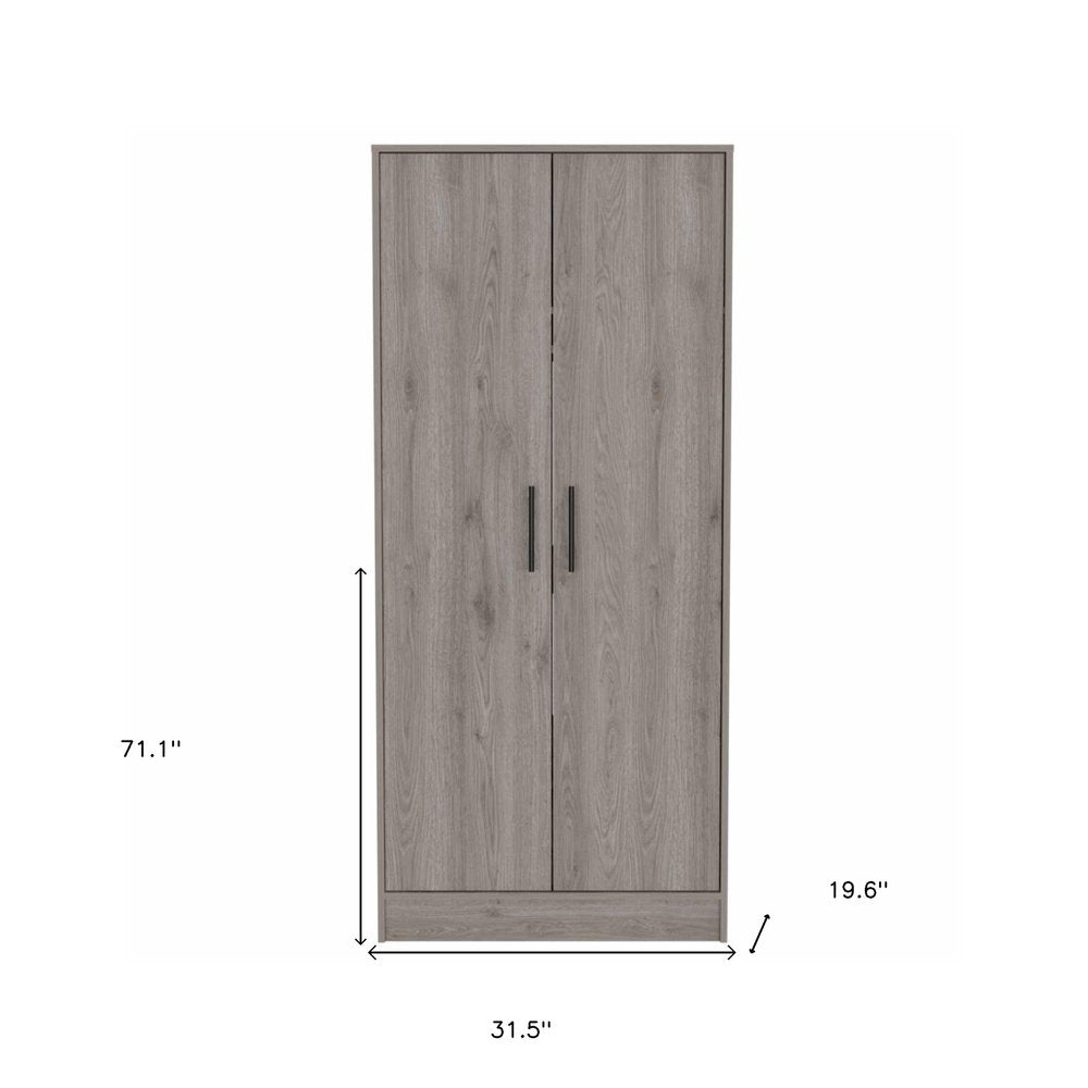 71" Light Gray Wood Two Door Single Drawer Combo Dresser