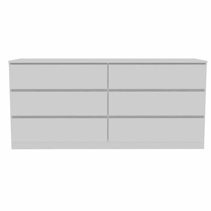 60" White Wood Six Drawer Double Dresser