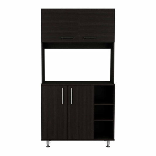 71" Black Wood Pantry Or Storage Closet