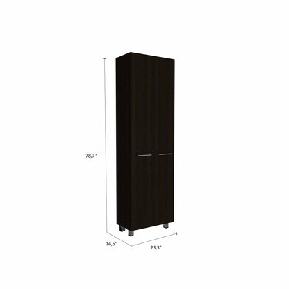 78" Modern Black Pantry Cabinet with Two Full Size Doors