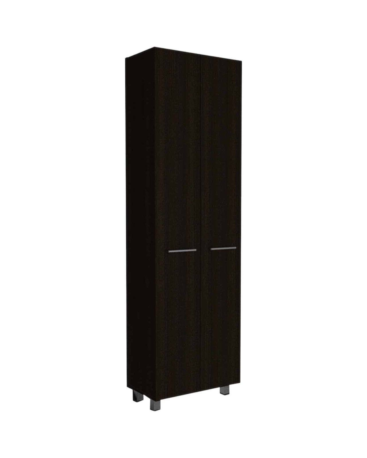 79" Modern Black Pantry Cabinet with Two Doors and Five Shelves