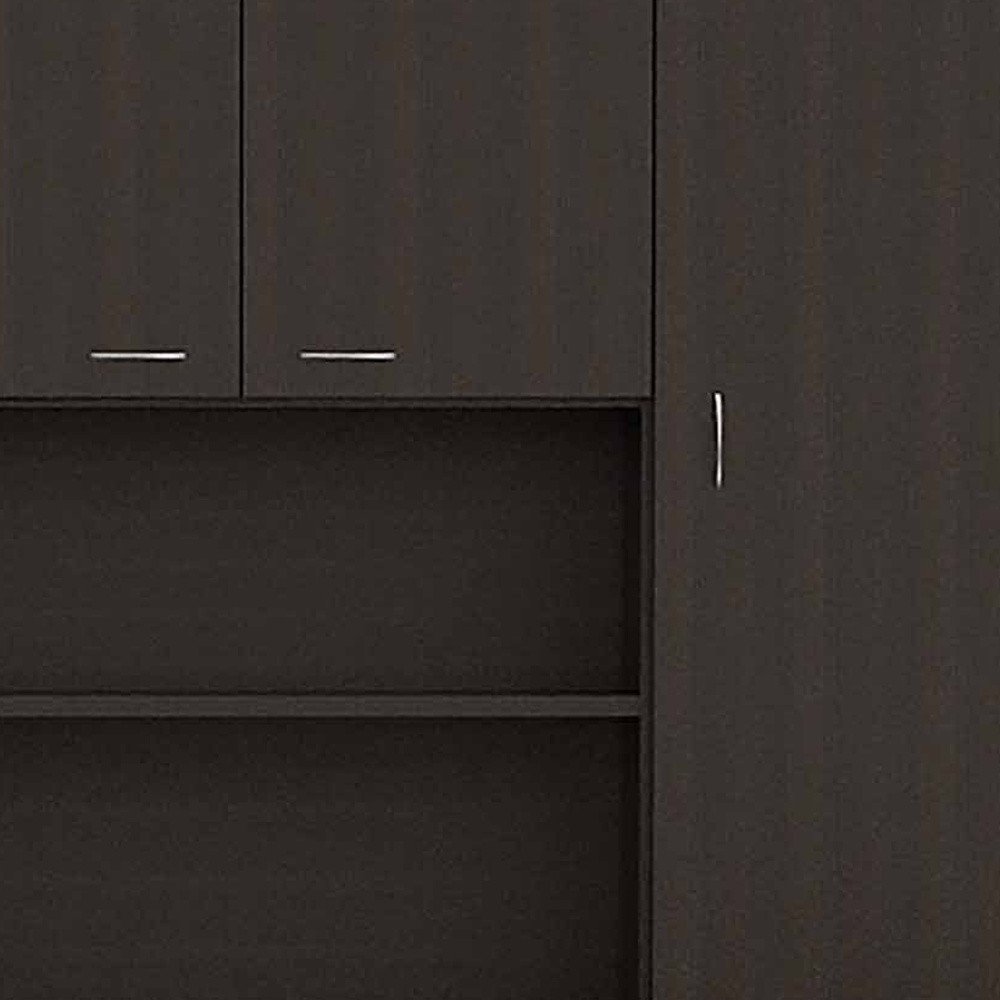 67" Black Wood Seven Door Pantry Or Storage Closet