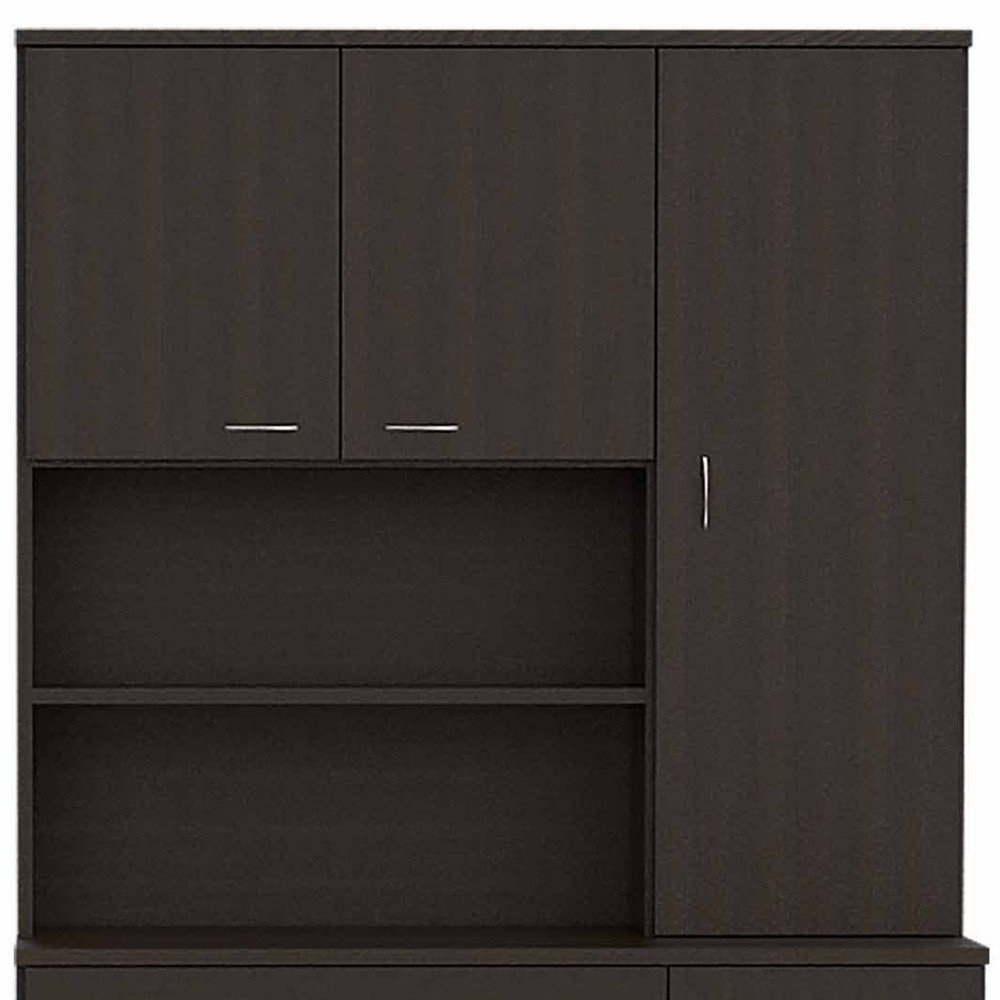 67" Black Wood Seven Door Pantry Or Storage Closet