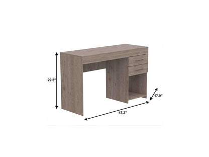 47" Light Gray Computer Desk With Two Drawers