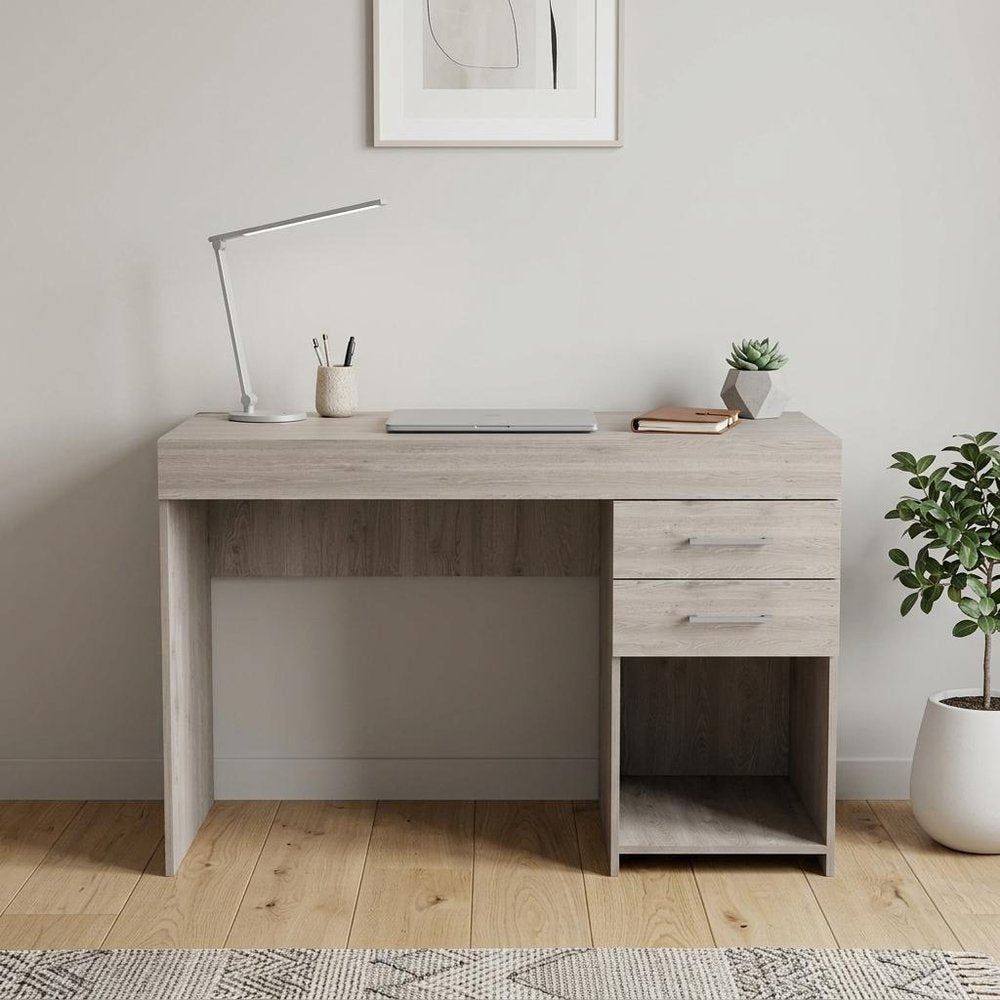 47" Light Gray Computer Desk With Two Drawers