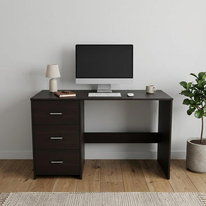 48" Black Computer Desk With Three Drawers