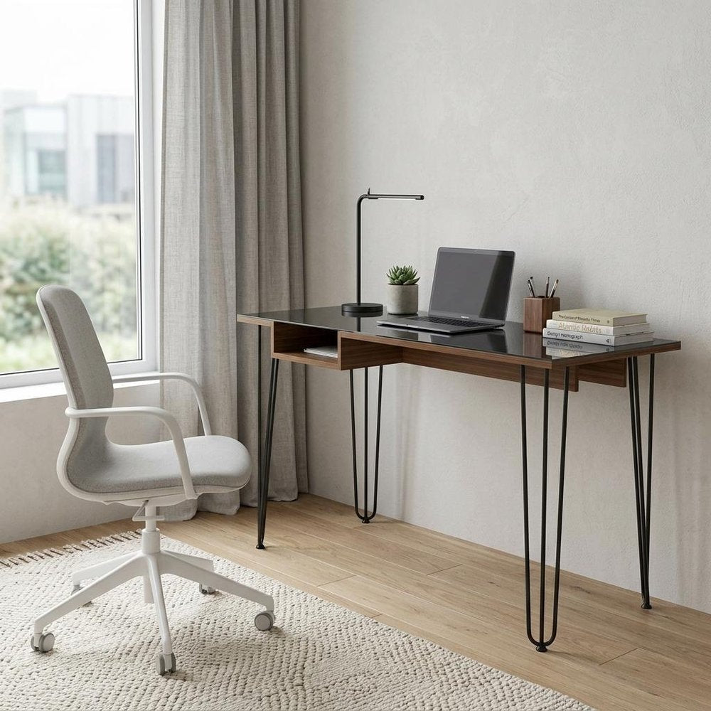 55" Brown and Black Computer Desk