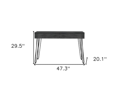 47" Gray and Black Computer Desk With Two Drawers