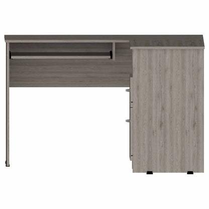 41" Light Gray L Shape Computer Desk With Two Drawers