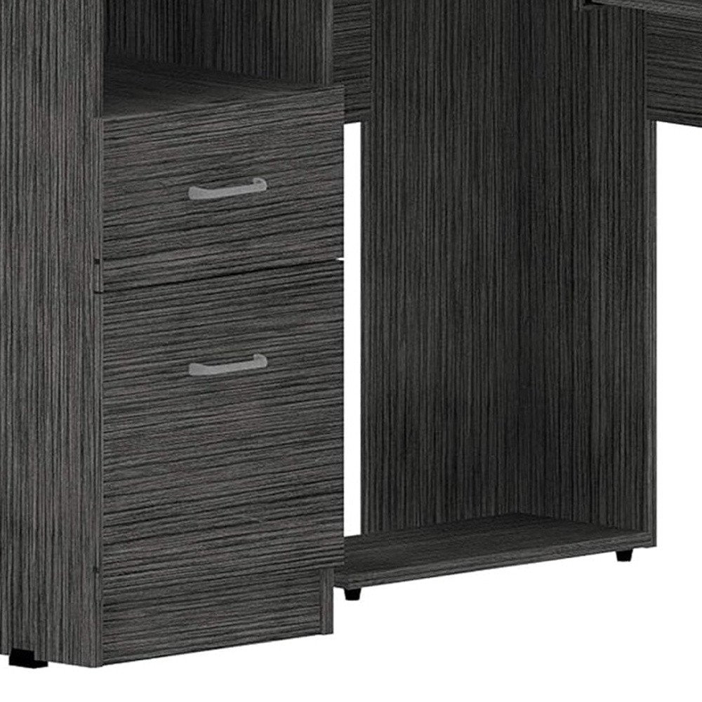 47" Gray L Shape Computer Desk With Two Drawers