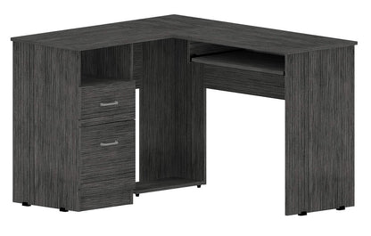 47" Gray L Shape Computer Desk With Two Drawers