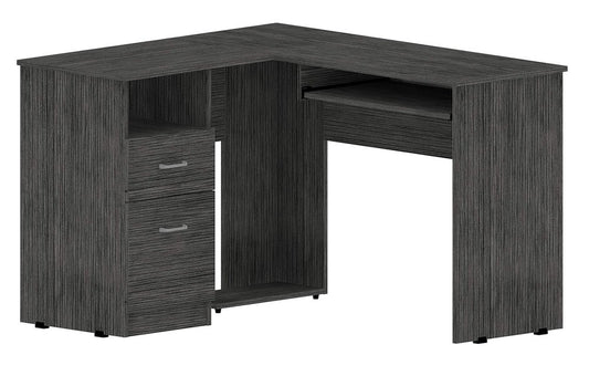 47" Gray L Shape Computer Desk With Two Drawers