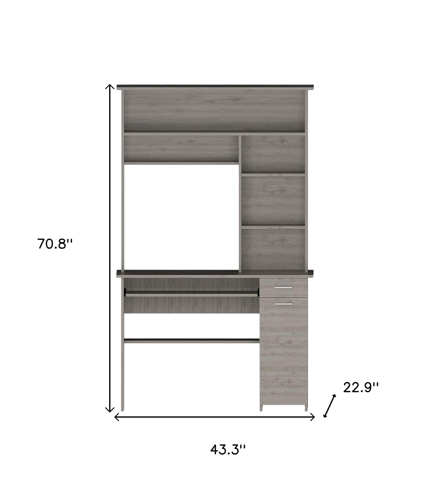 43" Light Gray Computer Desk