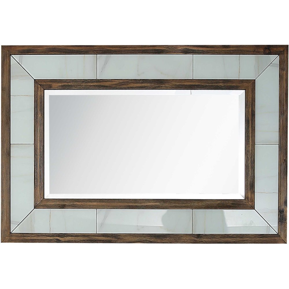 47" Brown White and Black Solid Wood And Faux Marble Sled Console Table