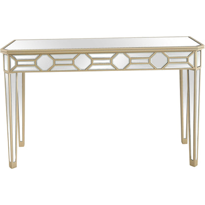 Set of Two 47" Silver and Champagne Mirrored Glass Console Table and Mirror